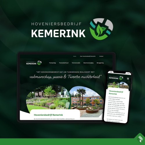 Logo-ontwerp en realisatie nieuwe website Kemerink Hoveniers, Losser